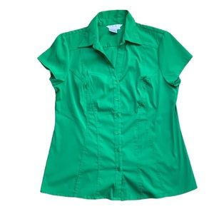 COMO Kelly Green Short Sleeve Button Down Shirt Size XL